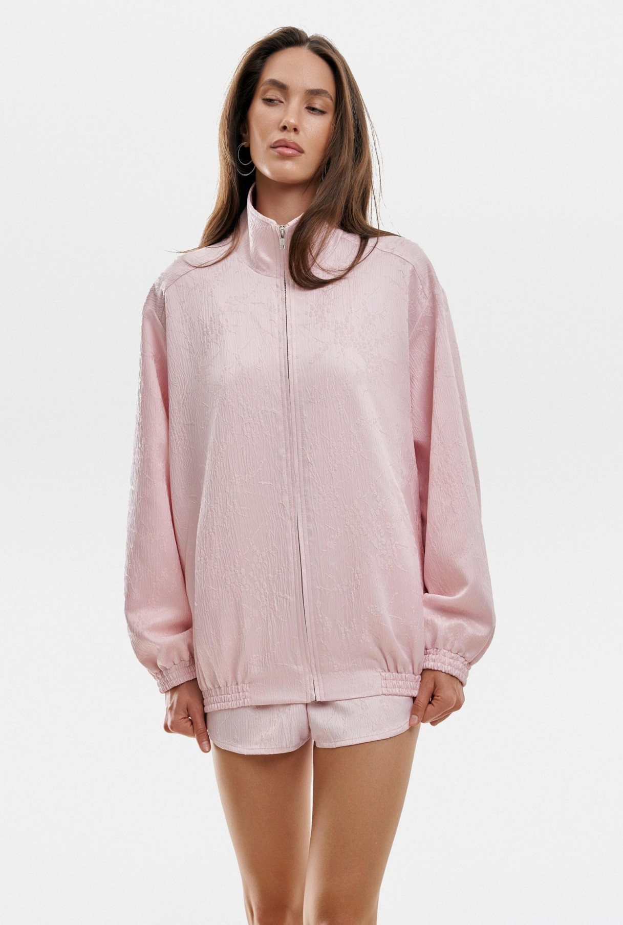 Бомбер жаккард розового цвета размер One-Size, фото 9