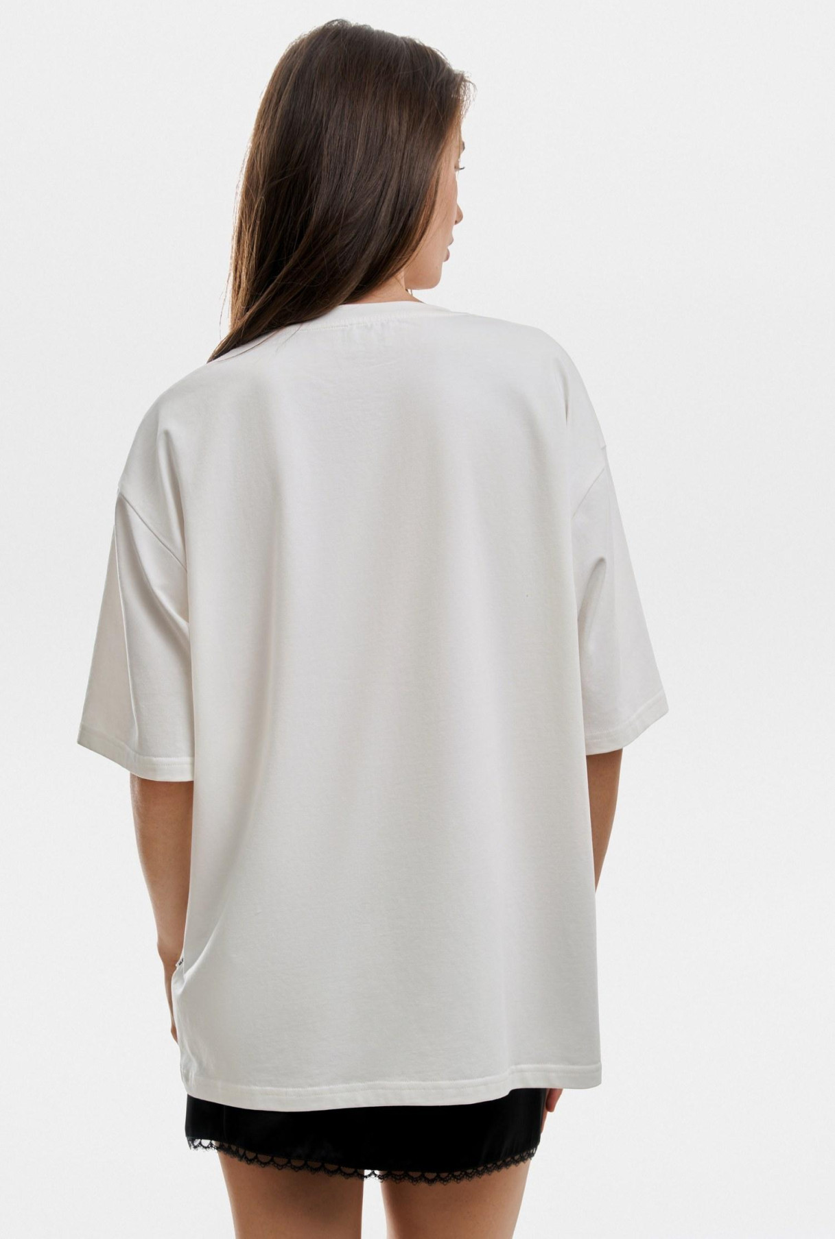 Футболка oversize "Viva La Flow" молочного цвета фото 3